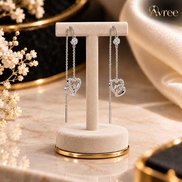 chainheart drop earrings